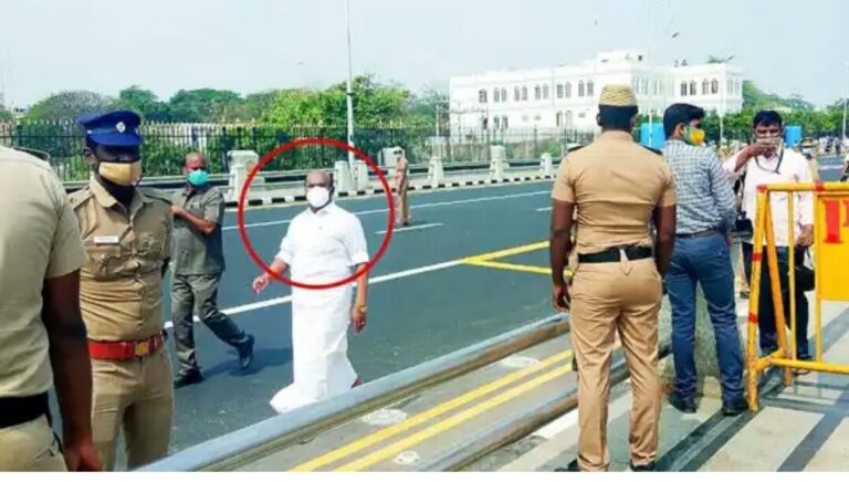 ஒரு கிலோ மீட்டர் நடந்து சென்று விழாவில் கலந்து கொண்ட அமைச்சர்?