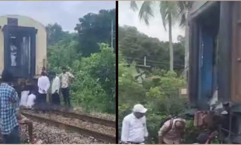 ஓடும் ரயிலில் எஞ்சினில் இருந்து கழன்ற பெட்டிகள்.