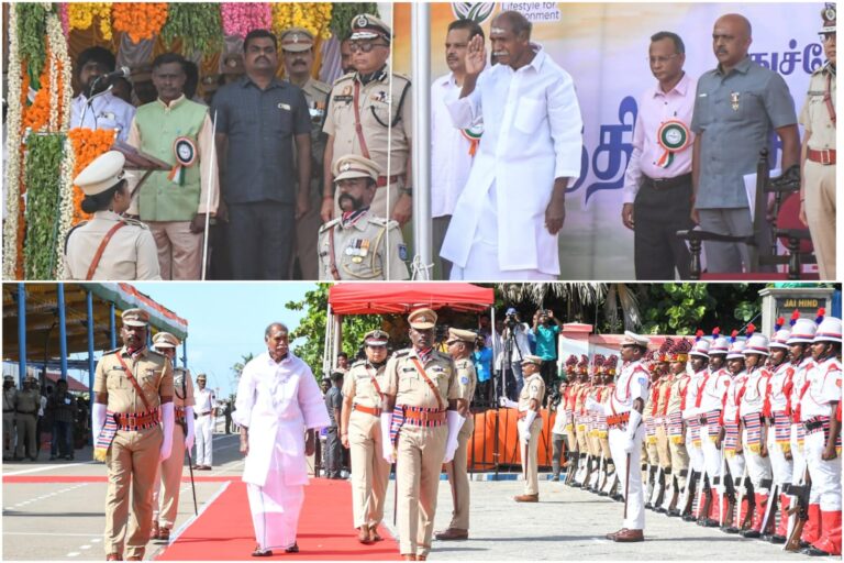 புதுச்சேரி கடற்கரை சாலையில்